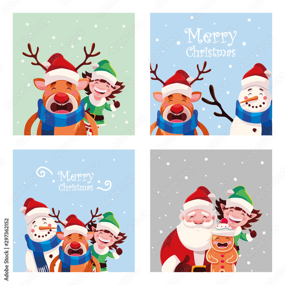 Poster bundle christmas cards with icons set