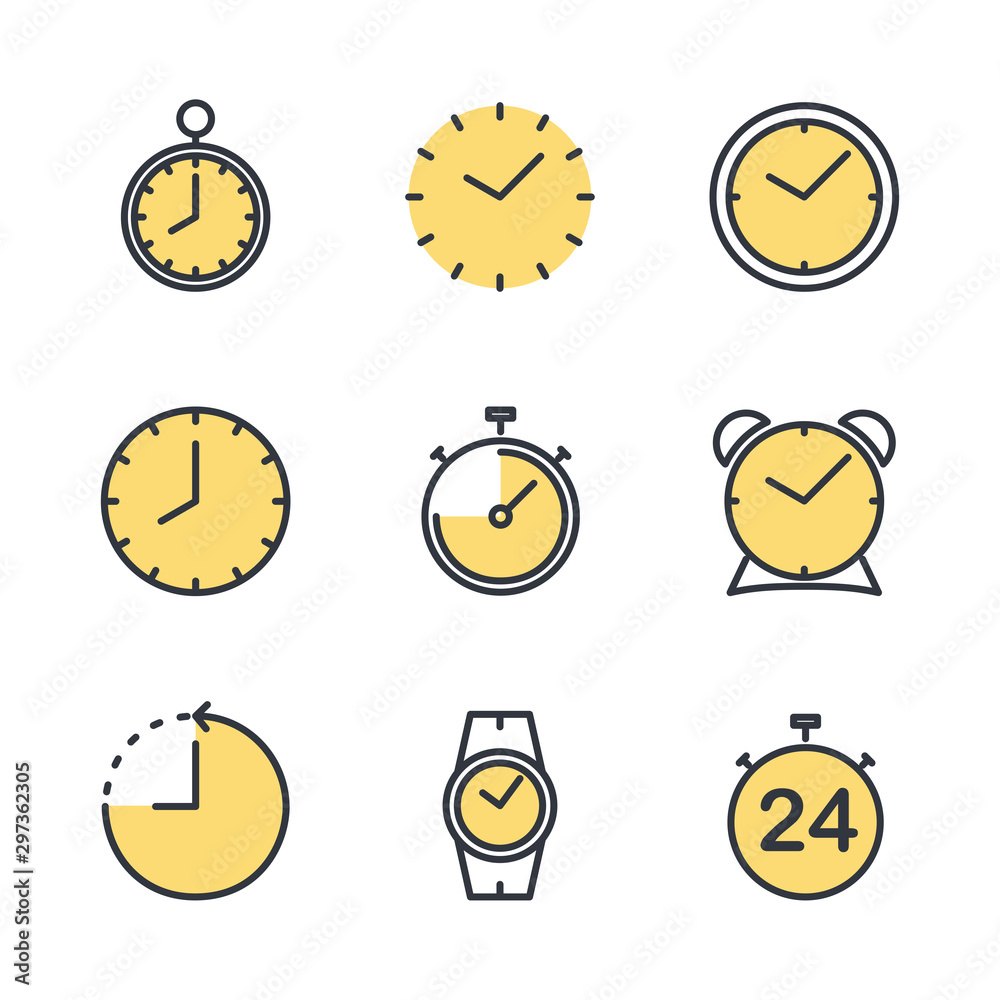 Leinwandbilder simple set of time icon template color editable. contains such icons as time inspection, log, calend