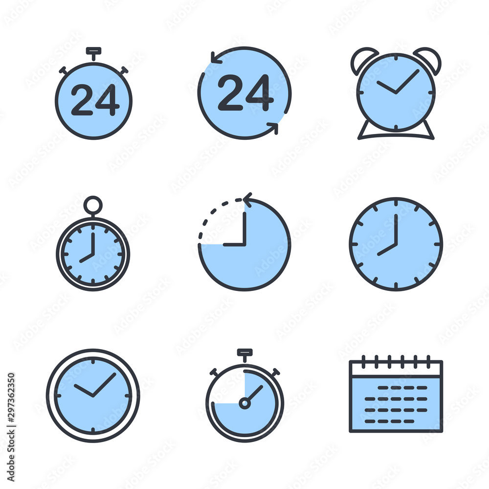 Leinwandbilder simple set of time icon template color editable. contains such icons as time inspection, log, calend