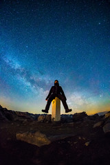 Single person watching Milky Way in Tatra Mountains