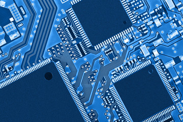 Electronic circuit board close up.