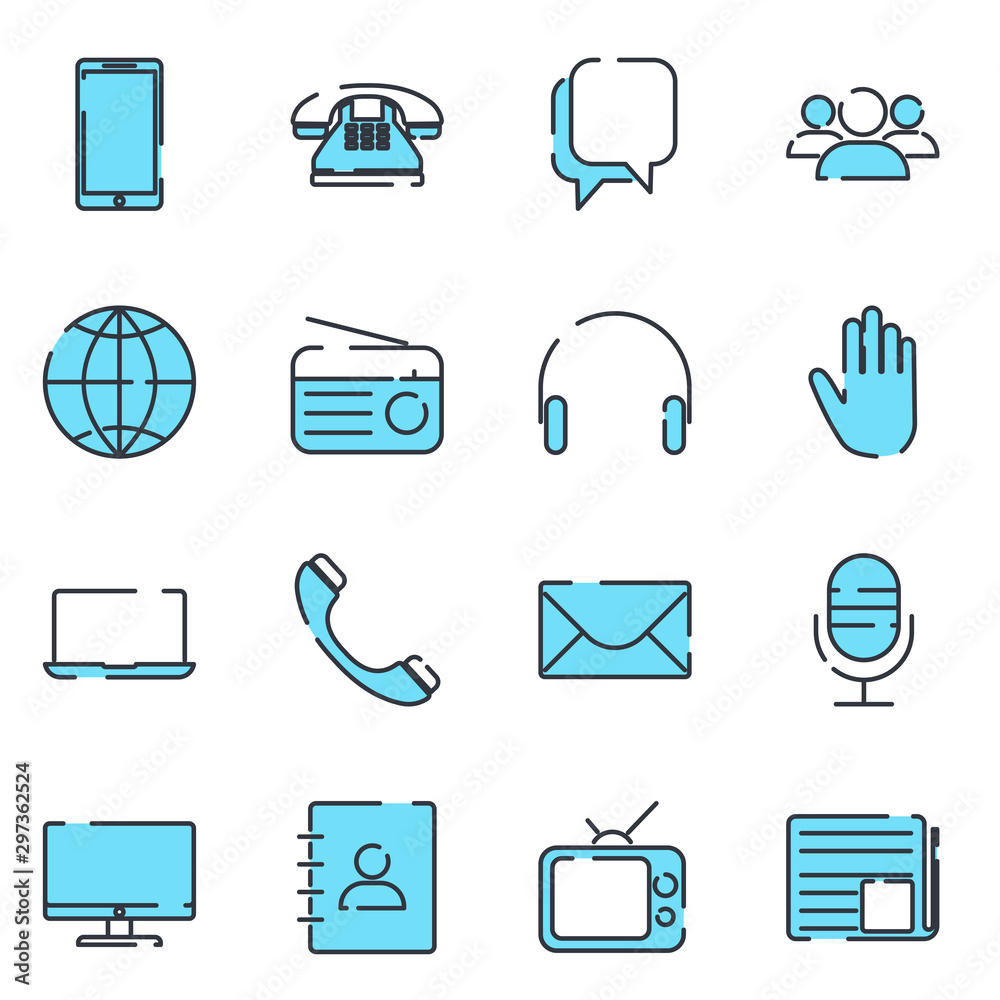 Fototapete simple set networks icon template color editable. media communication pack symbol vector sign isolat