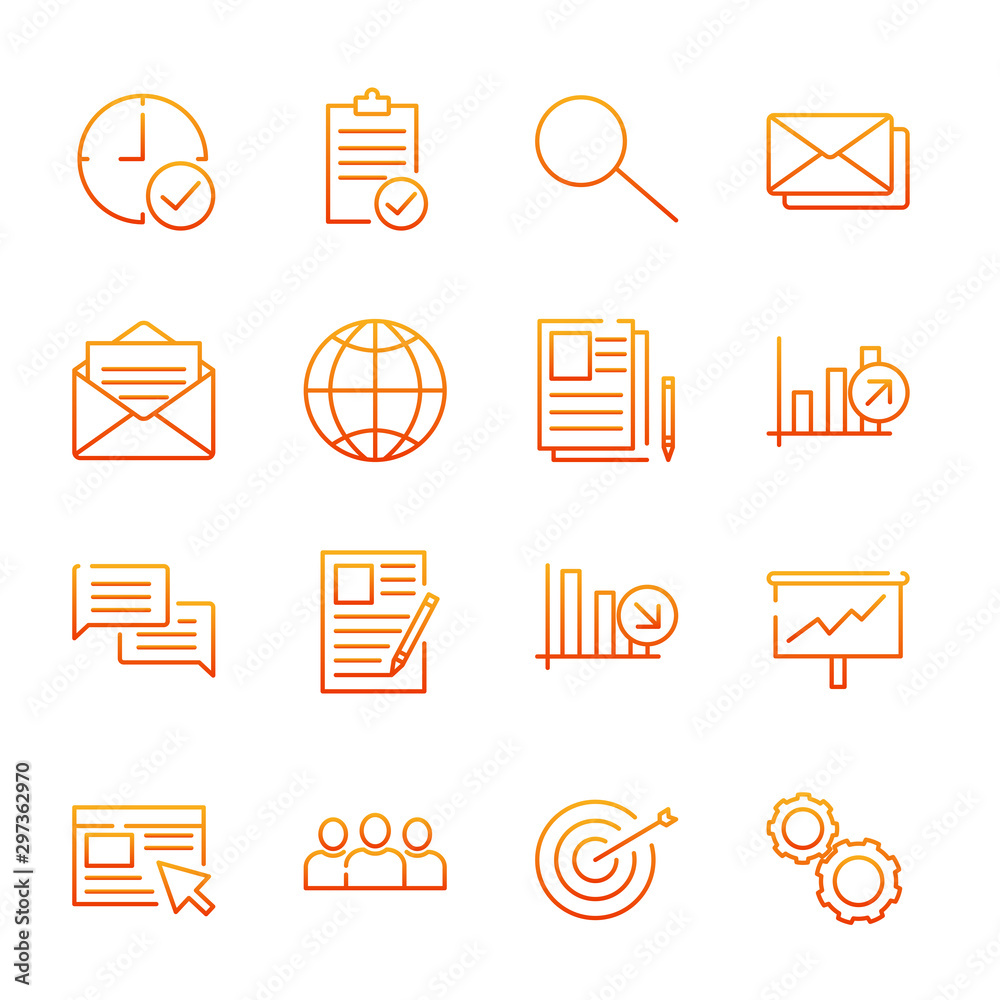 Poster Simple Set of Business icon template color editable. Business Communication, Team Structure, Management Finance and more symbol vector sign isolated on white background for graphic and web design.