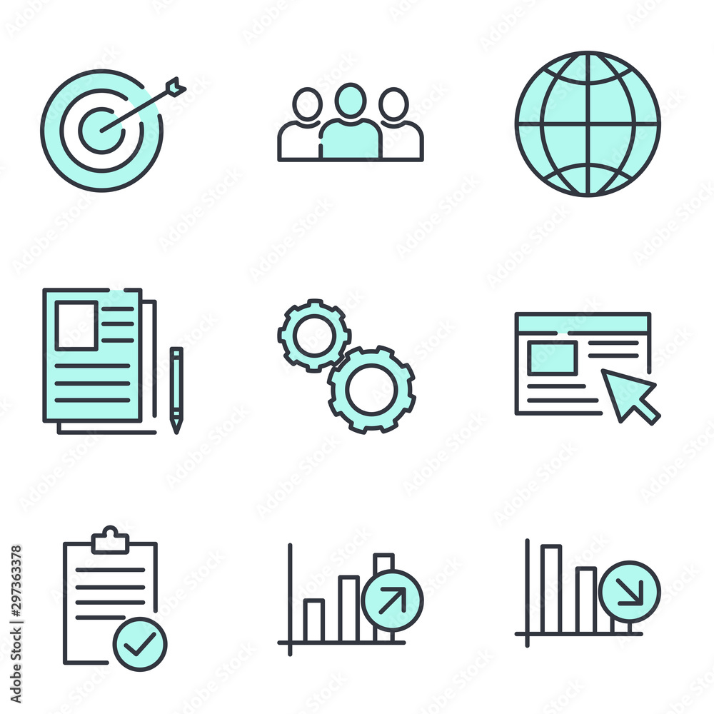 Fototapete simple set of business icon template color editable. business communication, team structure, managem