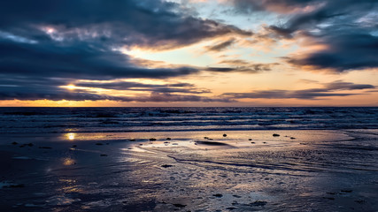 Sunrise over Brora beach in the Scottish Highlands