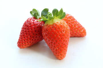 fresh strawberries isolated on white background