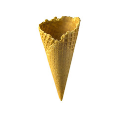Wafer cup for ice-cream. Fresh light waffle Cup for top ice cream isolated on white background. crispy light waffle without ice cream, empty but also delicious