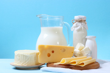 set of dairy products on the table.