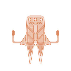 Jetpack drawn in flat style isolated on a white background with fire escaping from its pipes.