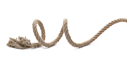 Rope spiral isolated on white background and texture, with clipping path