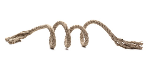Rope spiral isolated on white background and texture, with clipping path