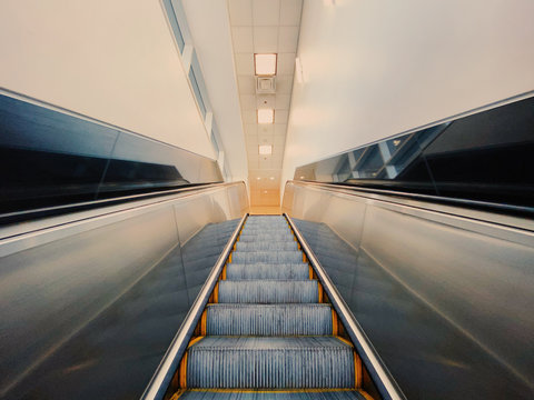 Low angle view of escalator
