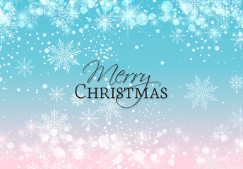 Vector illustration of a Christmas background. Merry Christmas card with snowflakes. Snow decoration on silver background