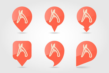 Secateurs, pruner, averruncator flat pin map icon