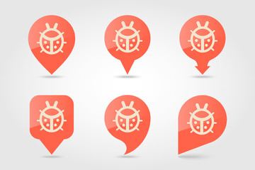 Ladybug flat vector pin map icon