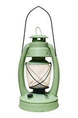 Green retro kerosene lamp