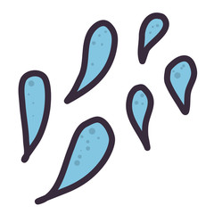 Blue water drop set on white background. Isolated vector illustration.