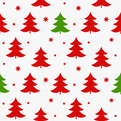 Obraz premium Christmas trees red and green seamless pattern.