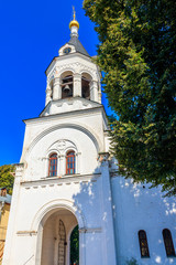 Fototapeta premium Bell tower of Theotokos Nativity Monastery in Vladimir, Russia