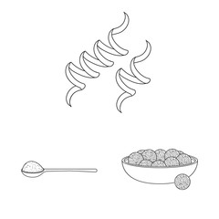 Vector illustration of food and vegan symbol. Set of food and weed stock vector illustration.