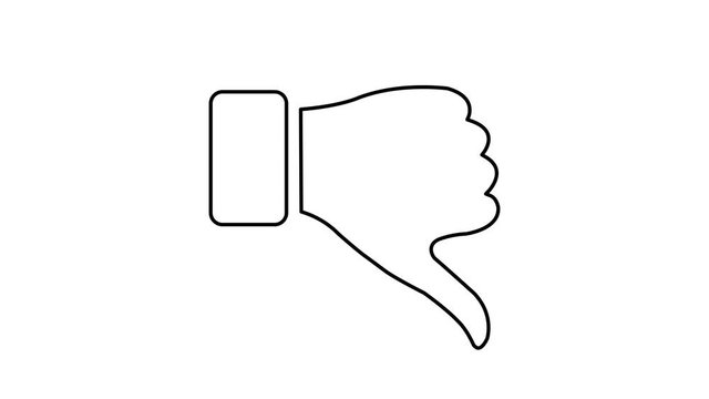 animation of line thumb down icon . Pure white background.