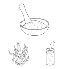 Vector illustration of food and vegan symbol. Set of food and weed stock vector illustration.