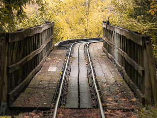 Fototapeta na wymiar Railroad Bridge During Fall Season