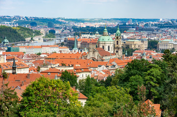Aerial view over the city of Prague