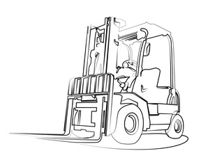 forklift contour vector illustration isolated