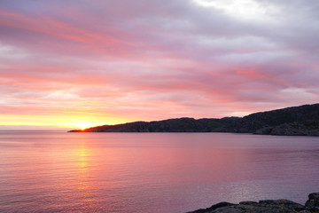 Sunset at Achmelvich beach in the Scottish highlands