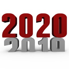 New Year 2020 pushing 2019 down - a 3d image