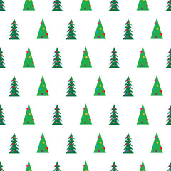 Seamless pattern with green Christmas tree