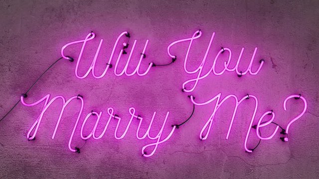 Will you marry me, bright pink neon sign, it starts when the sign is off then it turns on with amazing flashing flickering effects, after 30 seconds it flashes on and off and can be also be looped