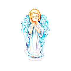 Fototapeta na wymiar Cute angel, water color, art illustration
