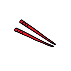 chopsticks doodle icon, vector illustration