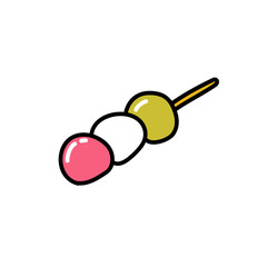 dango japanese dessert doodle icon, vector illustration