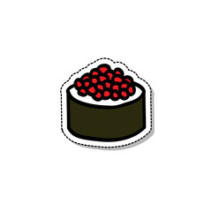roll with caviar doodle icon, vector illustration