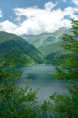 Fototapeta na wymiar Ritsa Lake in the mountains of Abkhazia