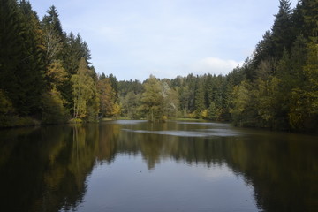 Fototapeta na wymiar lakes is autumn Afternoon
