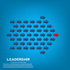 Red arrow as a leader among others, leadership, teamwork, motivation, stand out of the crowd concept, EPS10 vector