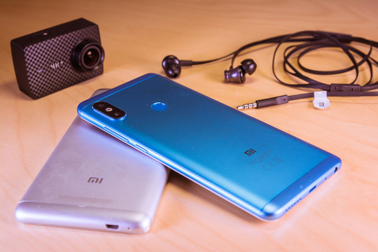 Barcelona, Spain. July 10: Xiaomi smartphones, headphones and yi 4k action camera