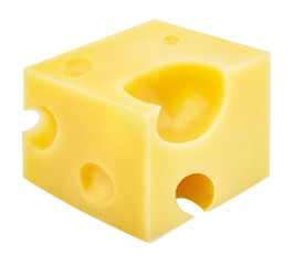 piece of cheese isolated on white background