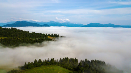 Aerial view from the heights of the road that runs through the Slovak Mountains