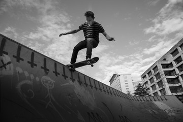 Skateboard in a outdoor skatepark