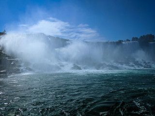 Niagara Falls from a low angle during a sunny day