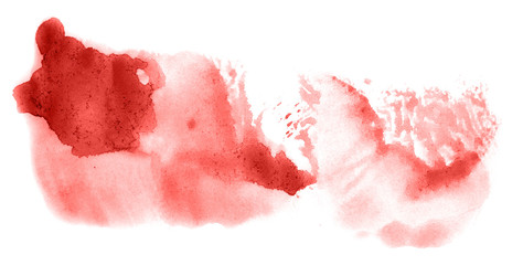 Abstract watercolor background hand-drawn on paper. Volumetric smoke elements. Red color. For design, web, card, text, decoration, surfaces.