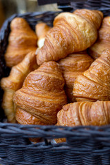 Croissants in a basket close-up
