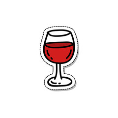 glass of wine doodle icon, vector illustration