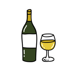 wine doodle icon, vector illustration