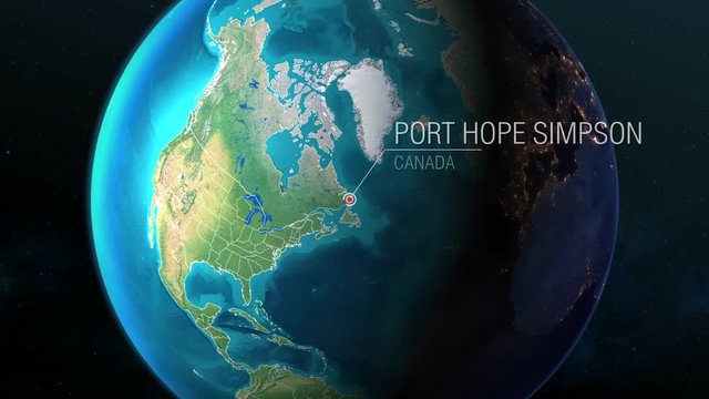 Canada - Port Hope Simpson - Zooming from space to earth